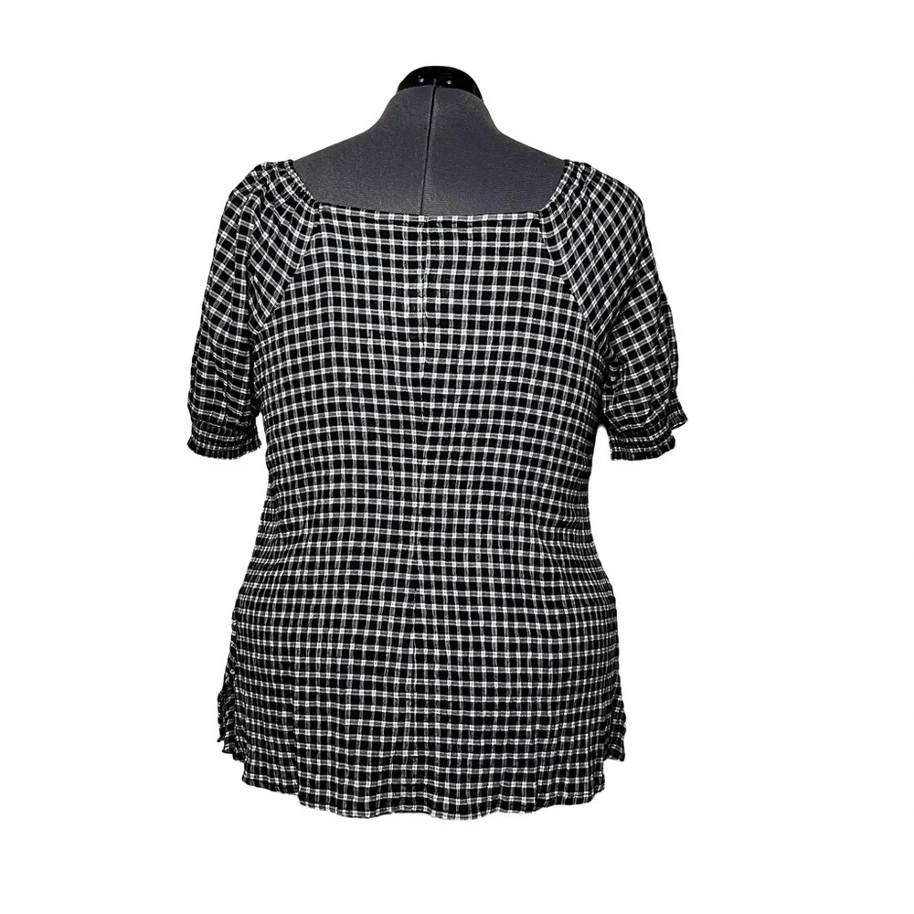 Lane Bryant Square-Neck Plaid Top with Button Details NWT (Size 18W) - Picture 3 of 6